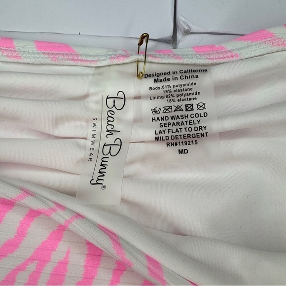 Beach Bunny Pink Zebra Bikini Set – Size M Top & Bottom – Ribbed Tie Front NWOT - Picture 5 of 8